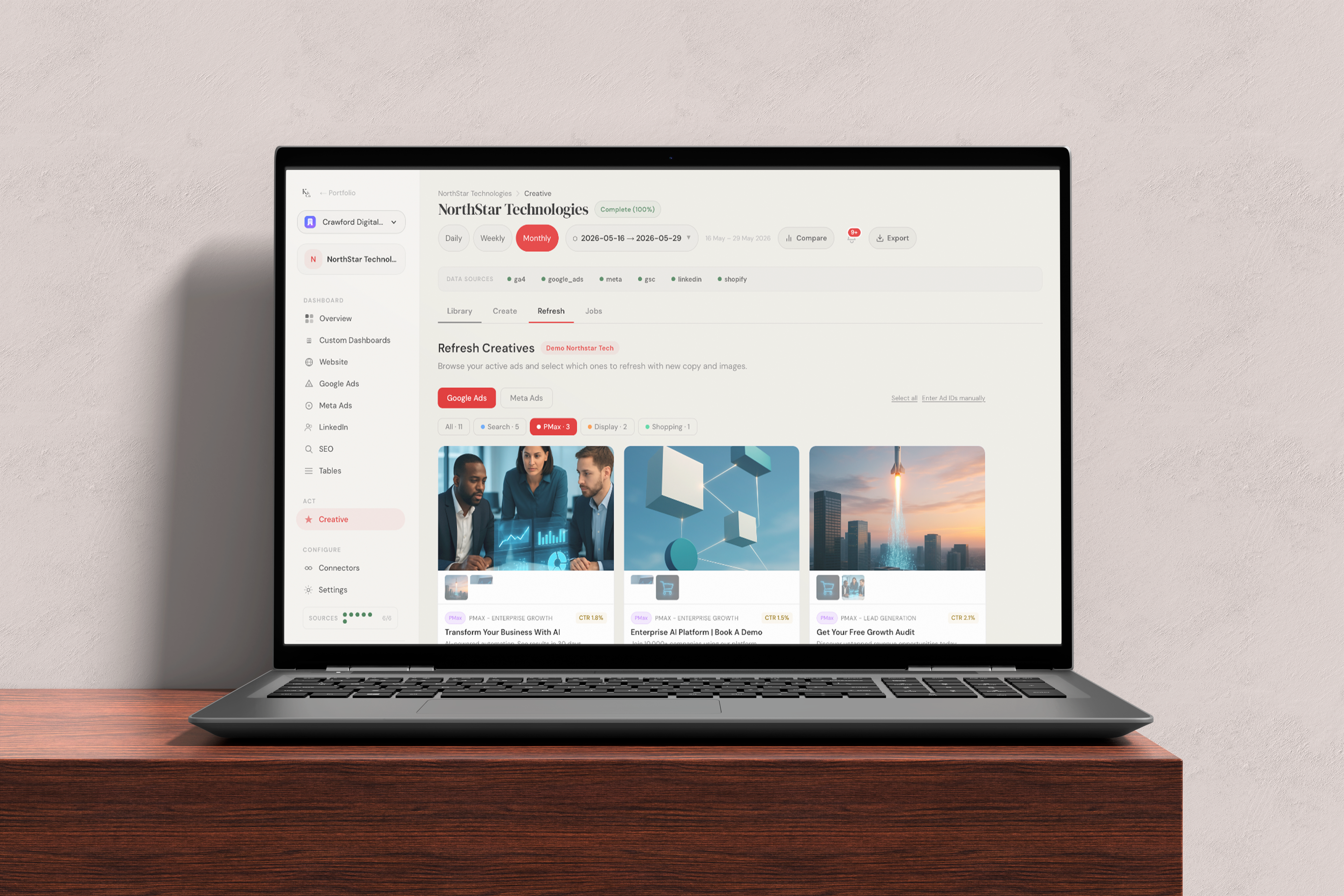 Creative Pipeline — Kinsman Insights dashboard